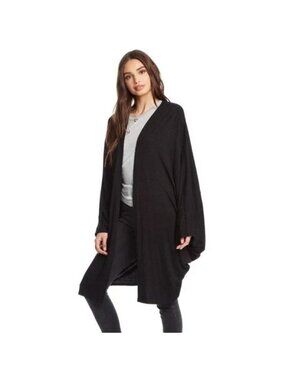 Chaser Womens Black Draped Open Cardigan Sweater M